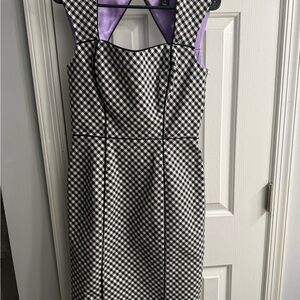 White House Black Market Black and White Gingham Midi Dress
